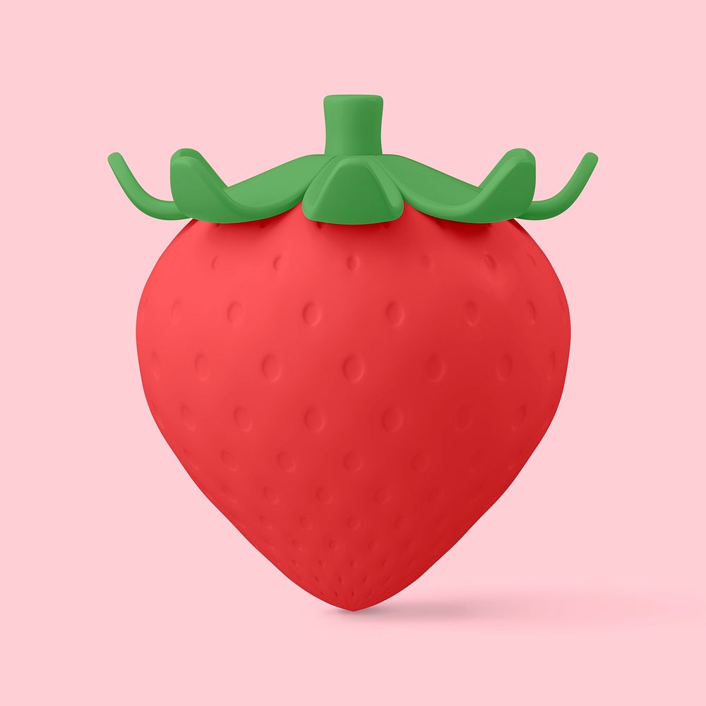 Strawberry clipart, 3d fruit graphic