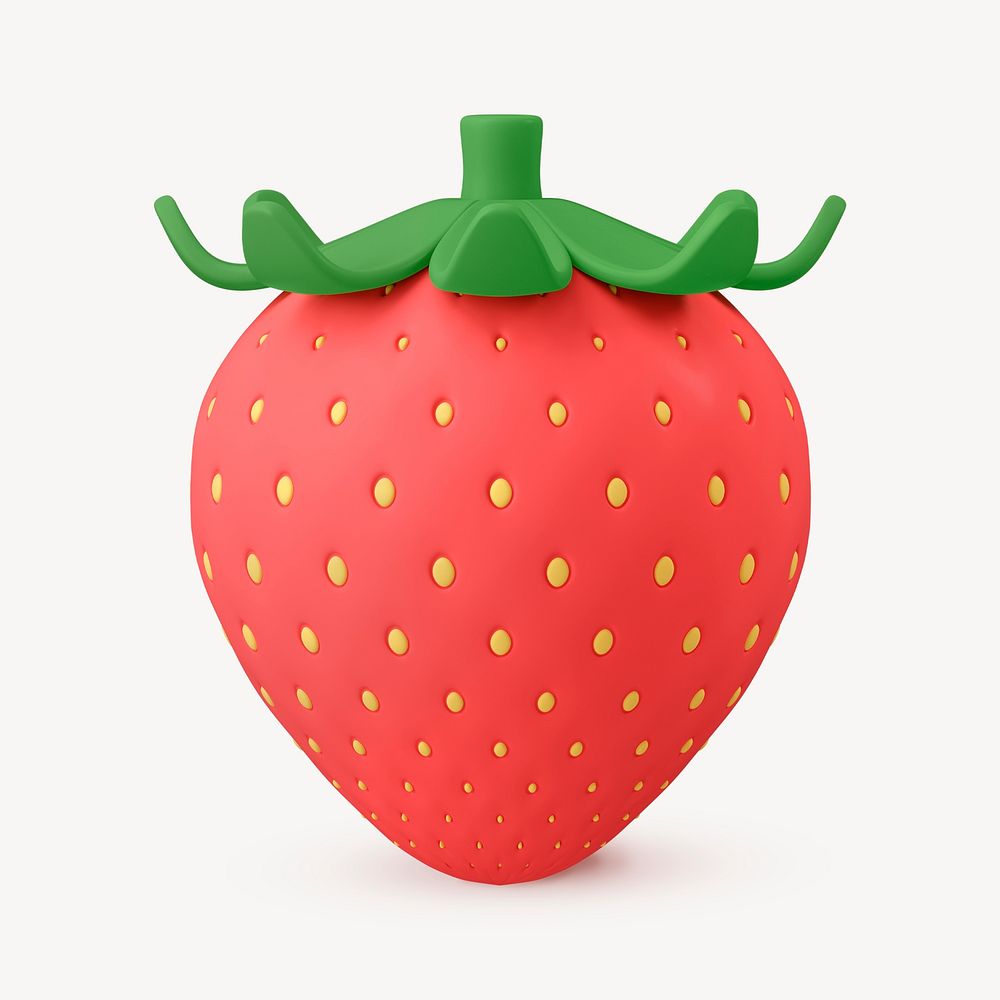 Strawberry design element, 3d fruit graphic psd