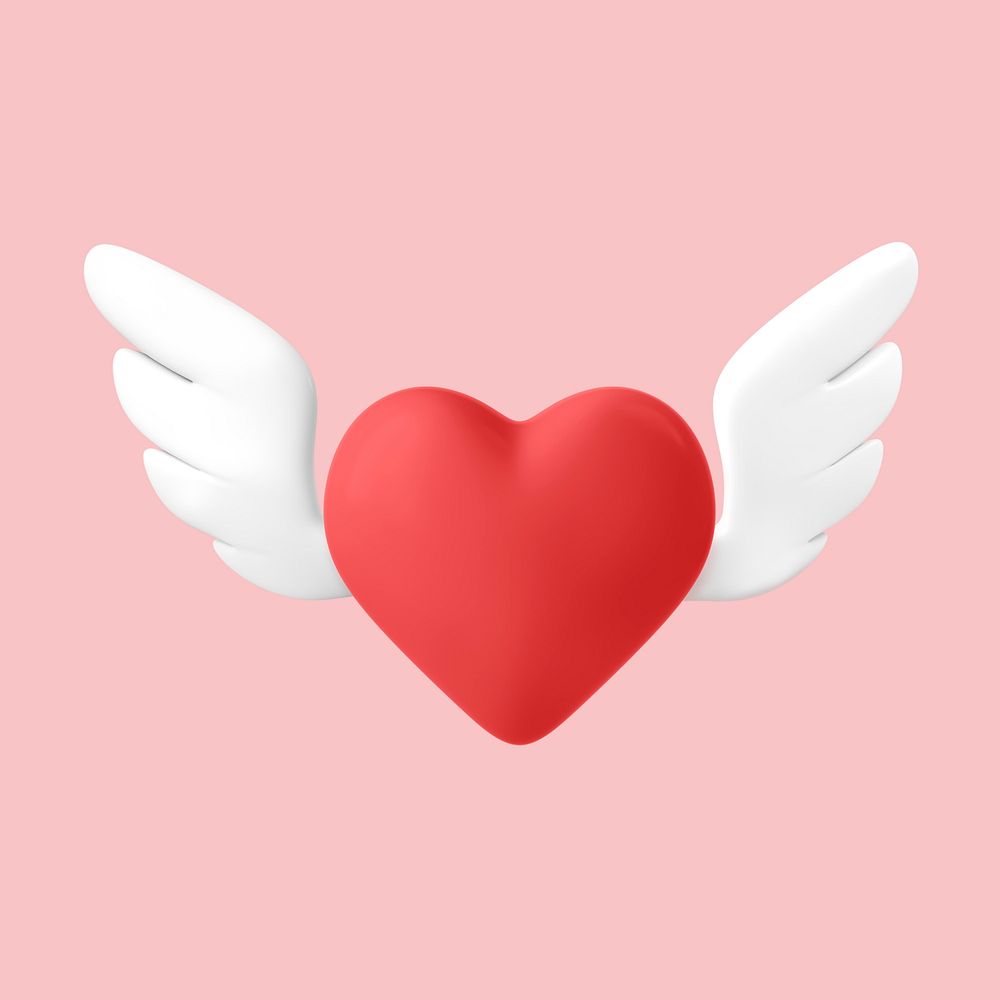 Heart wings clipart, 3d birthday | Premium Photo Illustration - rawpixel