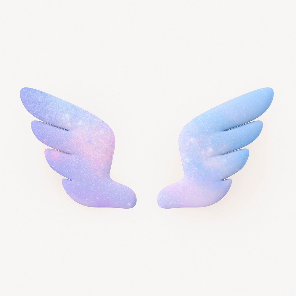Wings clipart, 3d holographic graphic