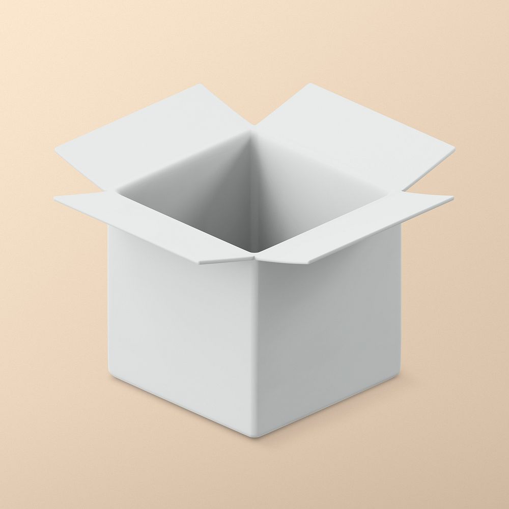White open box, 3D package delivery illustration