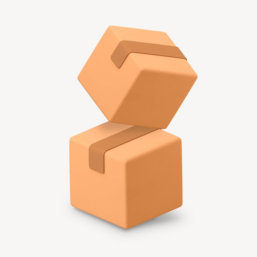 Parcel box, 3D rendering delivery object illustration 