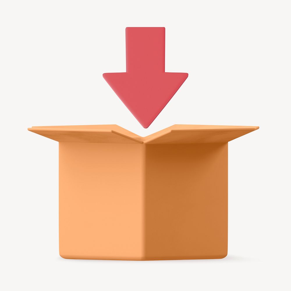 3D open box, save file icon illustration