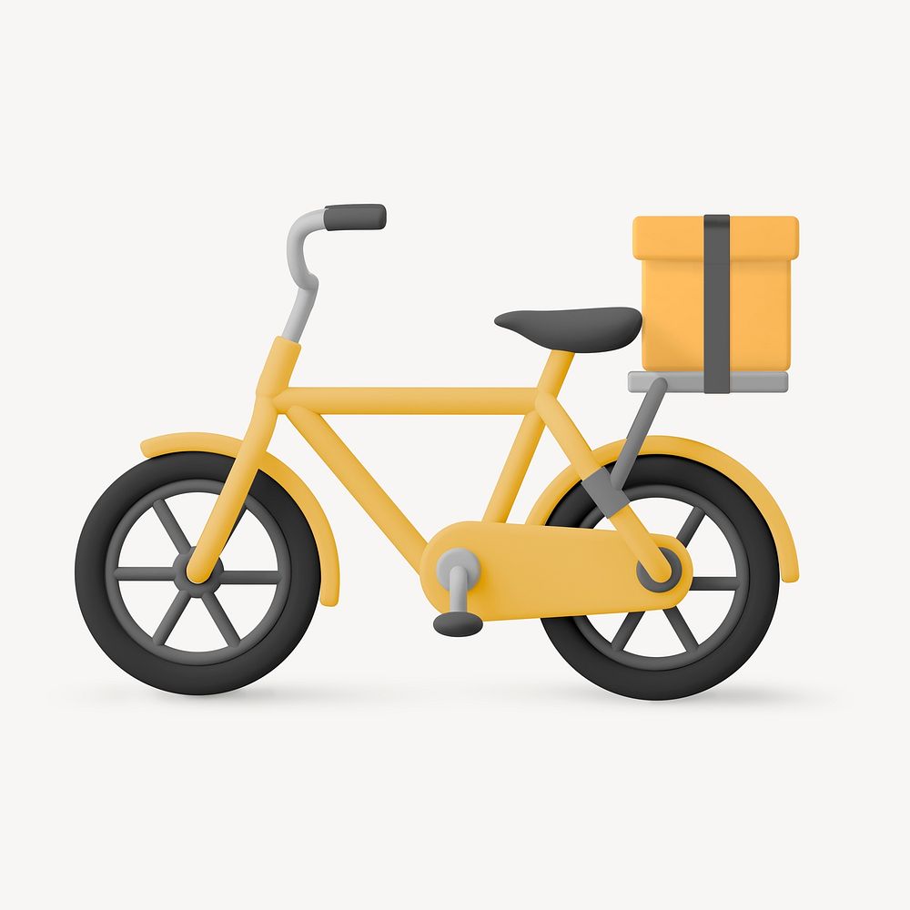 Food delivery bicycle, 3D vehicle illustration psd