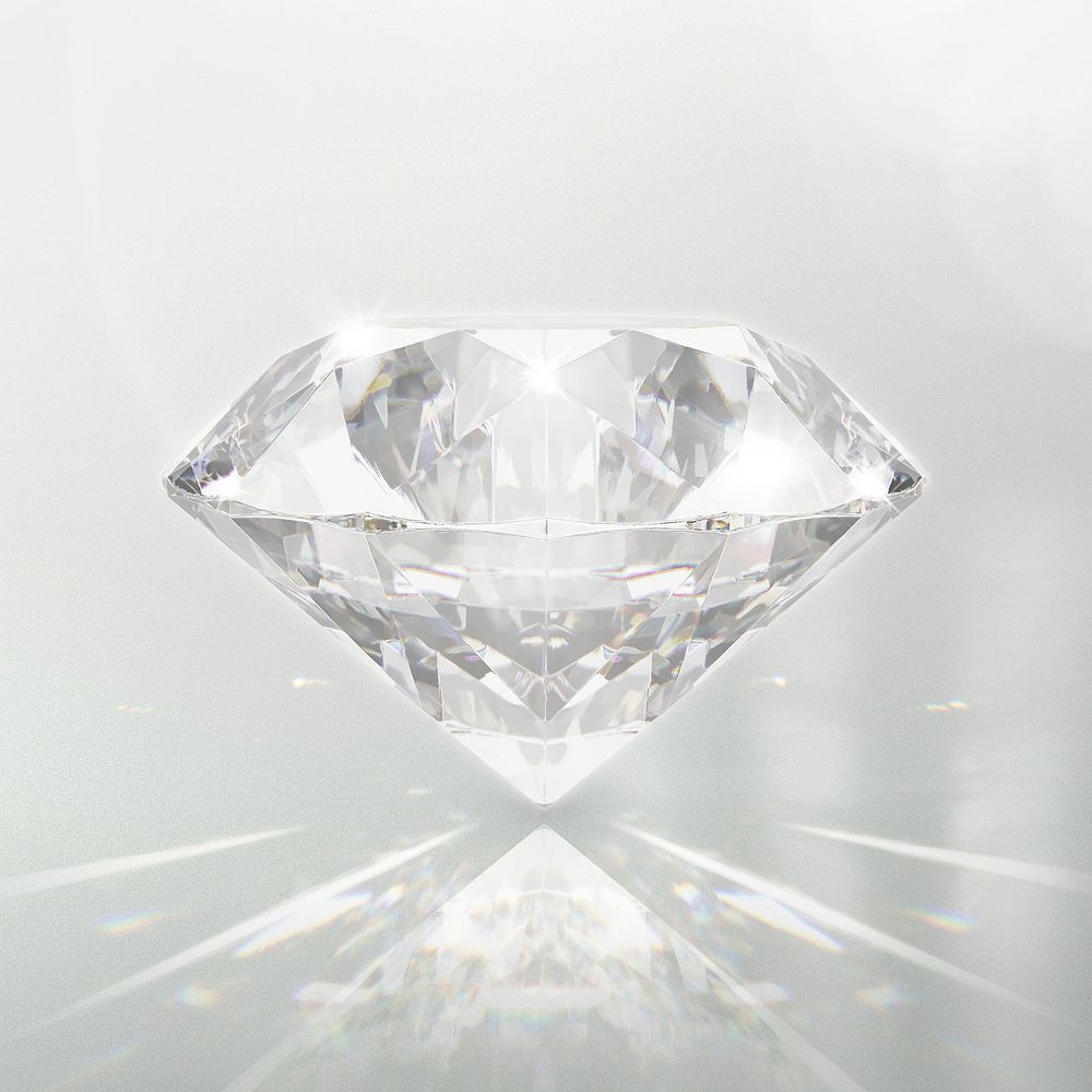 3D realistic diamond clipart, luxurious jewelry illustration psd