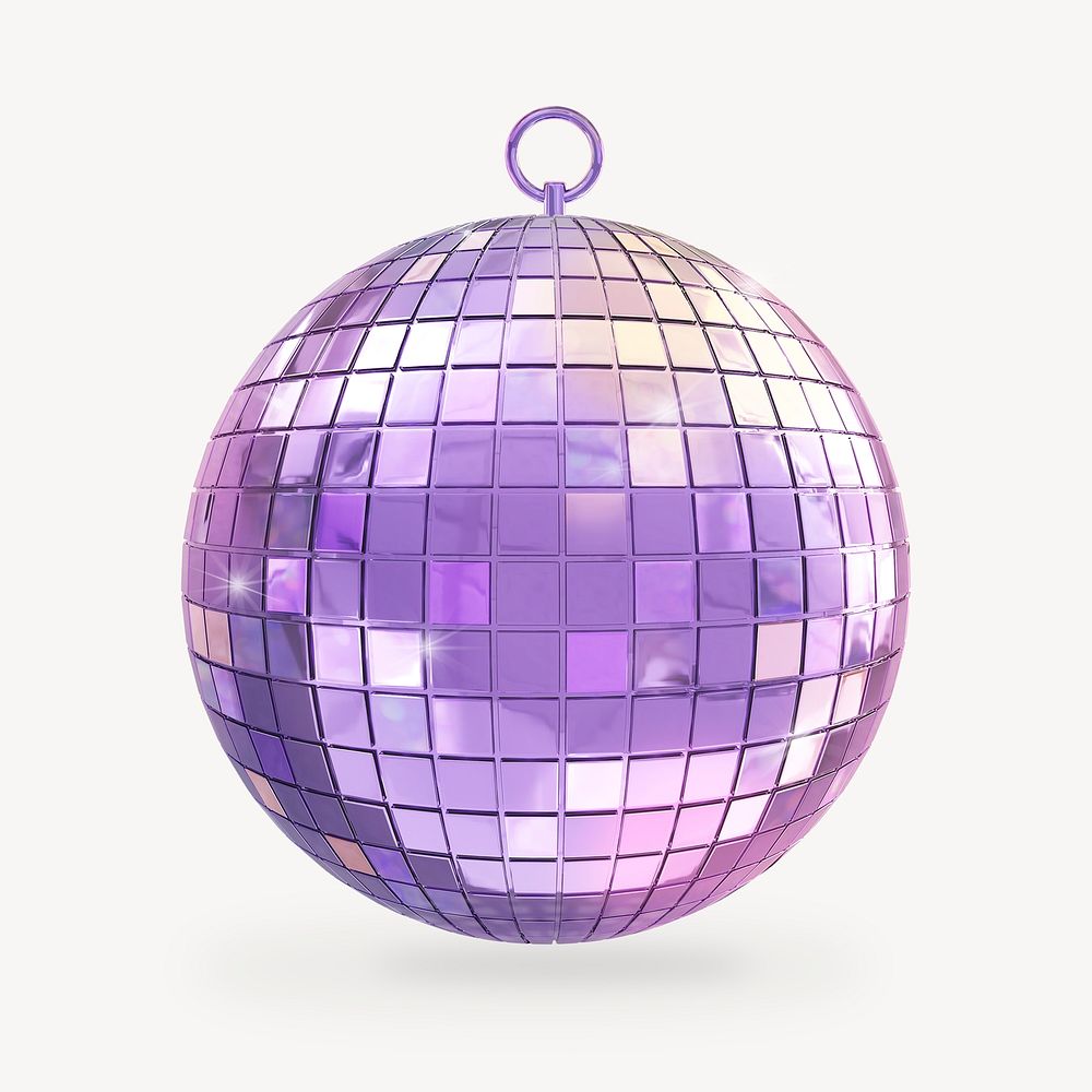 Purple disco ball, 3D festive decoration illustration psd