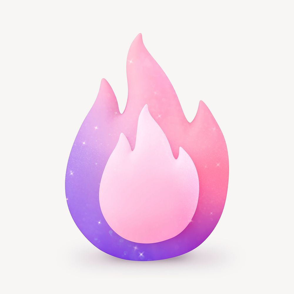 Aesthetic flame clipart, 3D gradient icon illustration psd
