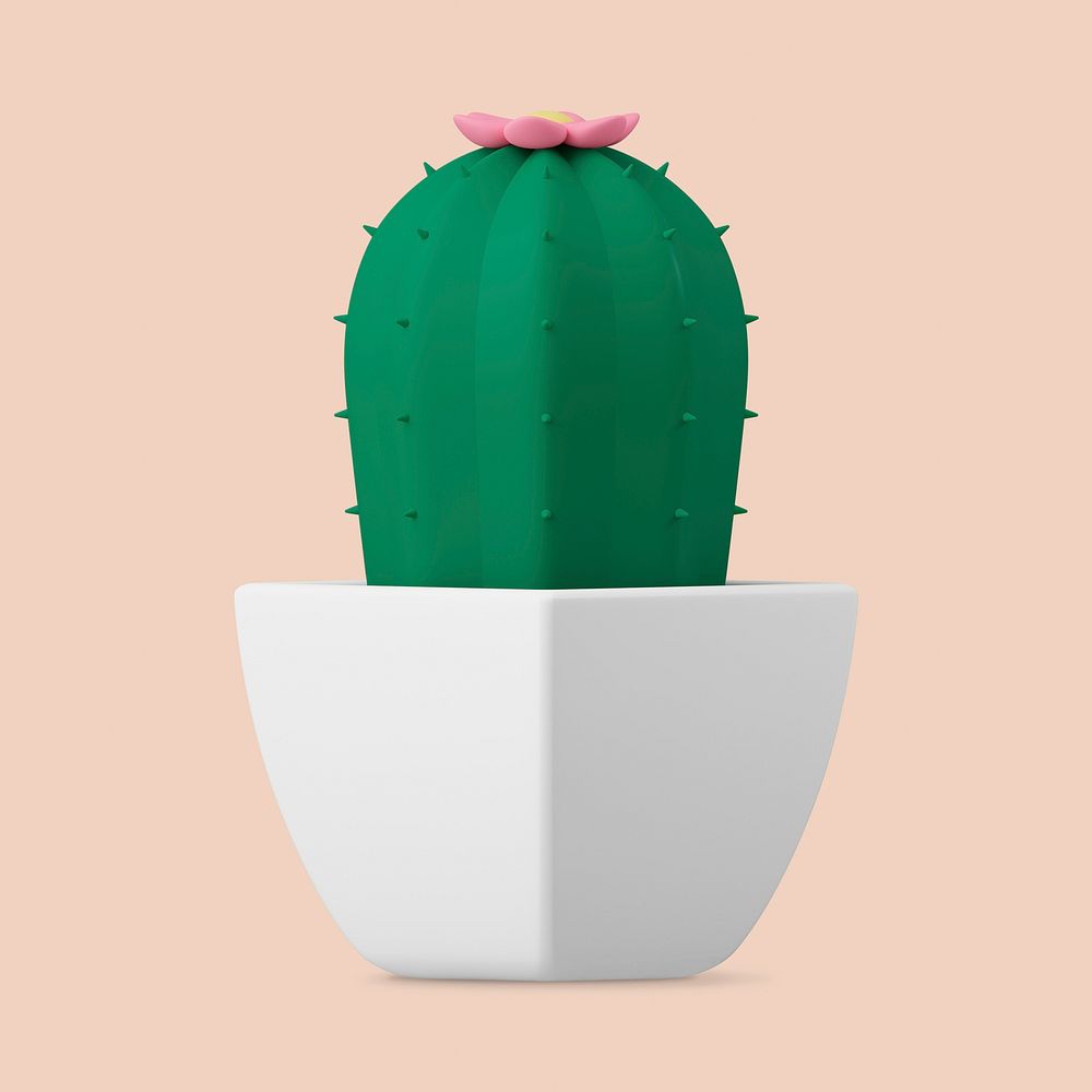 Cactus pot clipart, 3D plant illustration in cute design