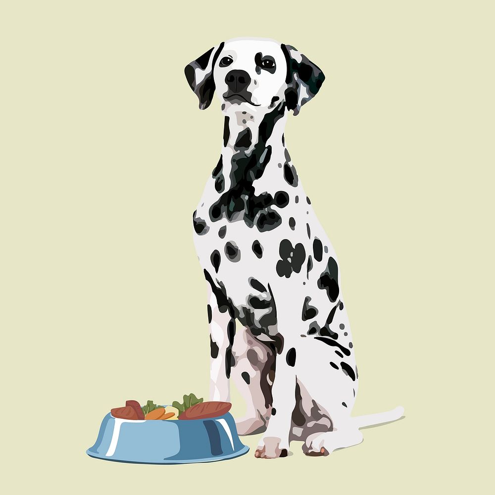 Fresh dog food, aesthetic vector illustration