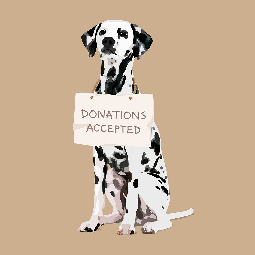 Donations accepted dog shelter collage element, aesthetic illustration psd