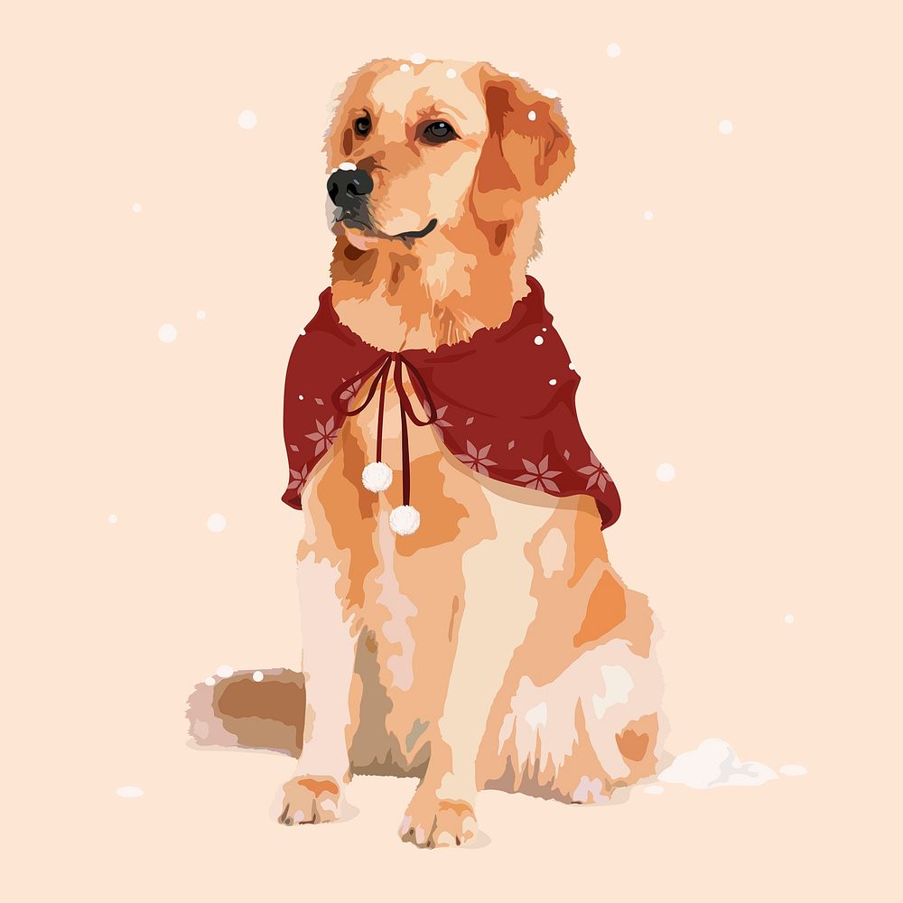 Christmas dog costume collage element, aesthetic illustration psd