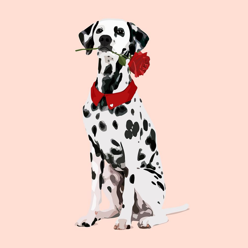 Flower dog clipart, aesthetic illustration