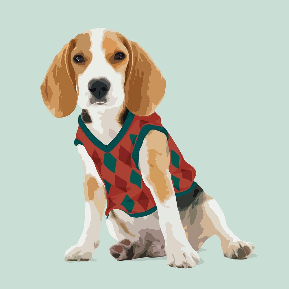 Dog sweater vest clipart, aesthetic illustration