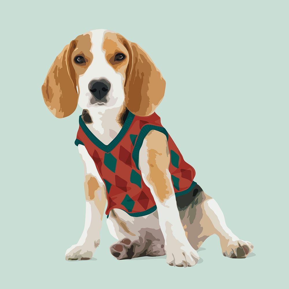 Dog sweater vest collage element, aesthetic illustration psd