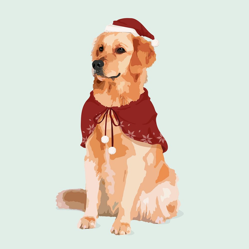 Christmas dog costume collage element, aesthetic illustration psd