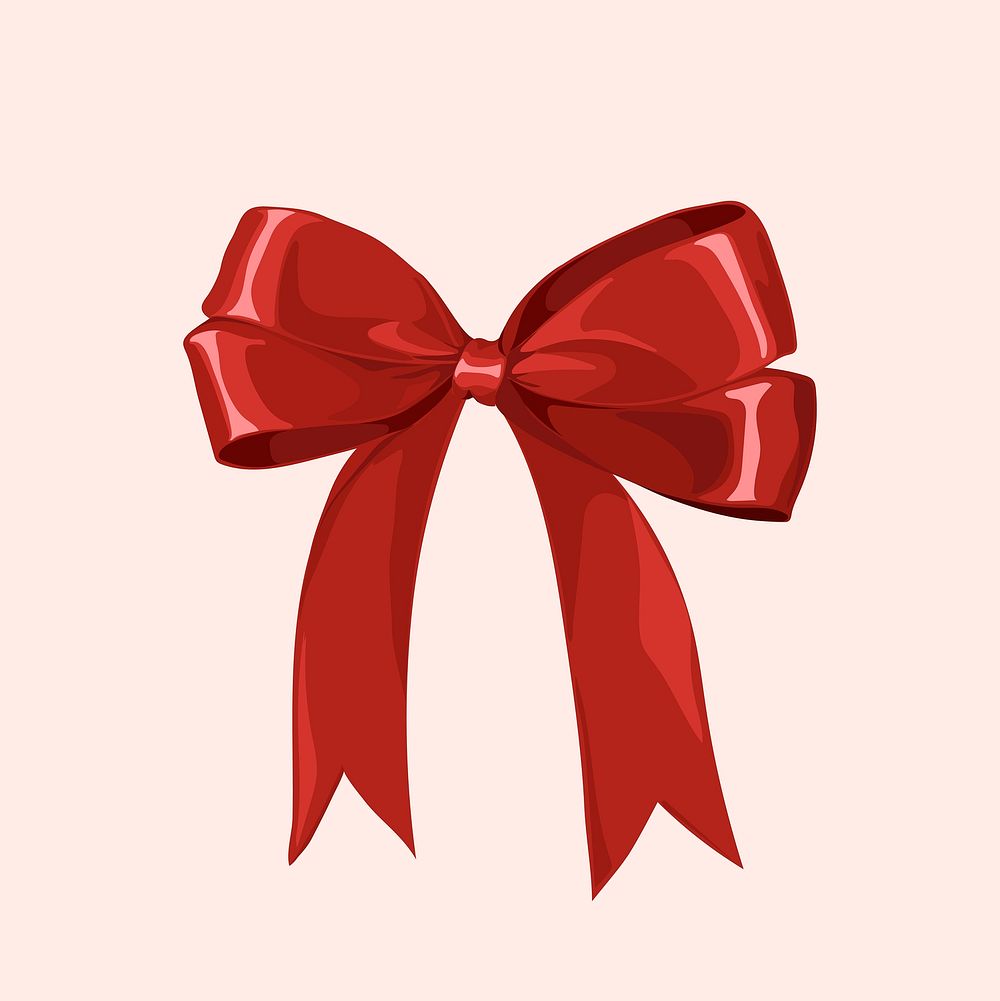 Red ribbon clipart, aesthetic illustration