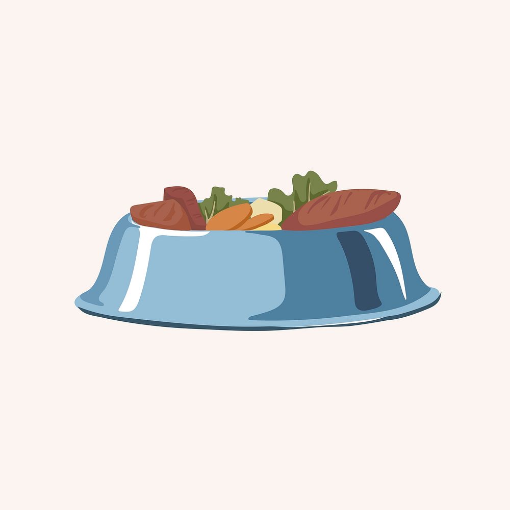Raw dog food bowl aesthetic illustration
