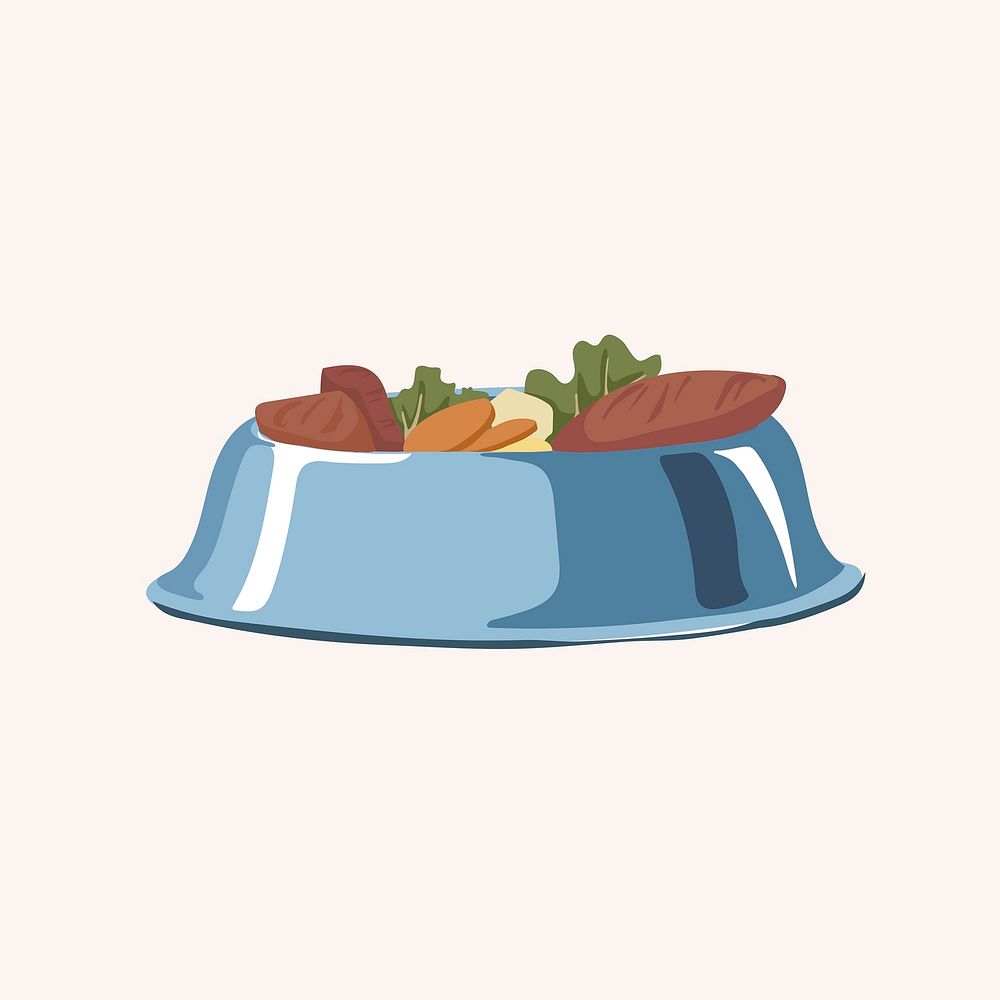 Raw dog food bowl, aesthetic vector illustration