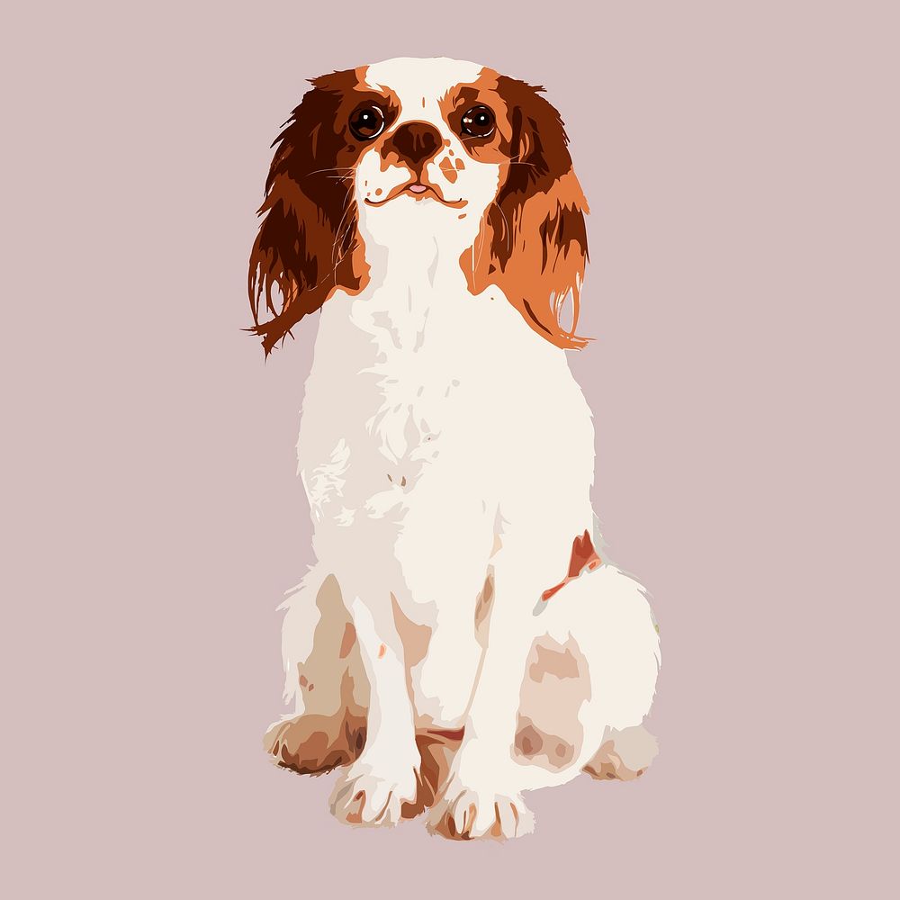Spaniel dog clipart, aesthetic illustration