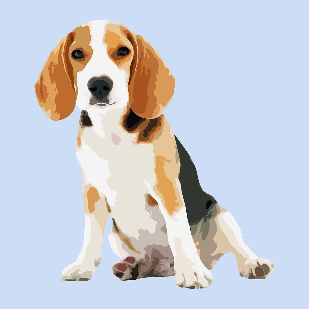 Beagle puppy collage element, aesthetic illustration psd