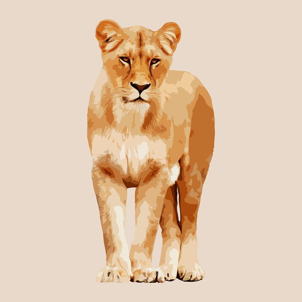Female lion animal, aesthetic vector illustration
