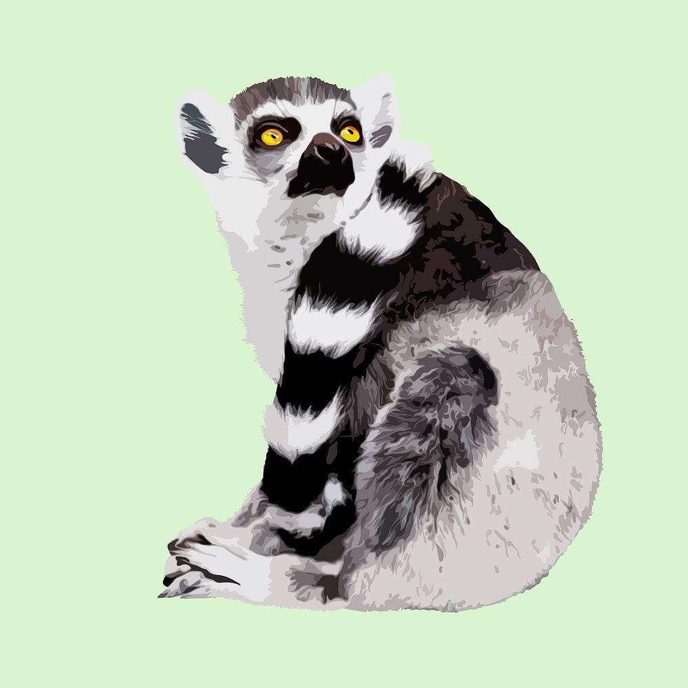 Lemur animal clipart, aesthetic illustration