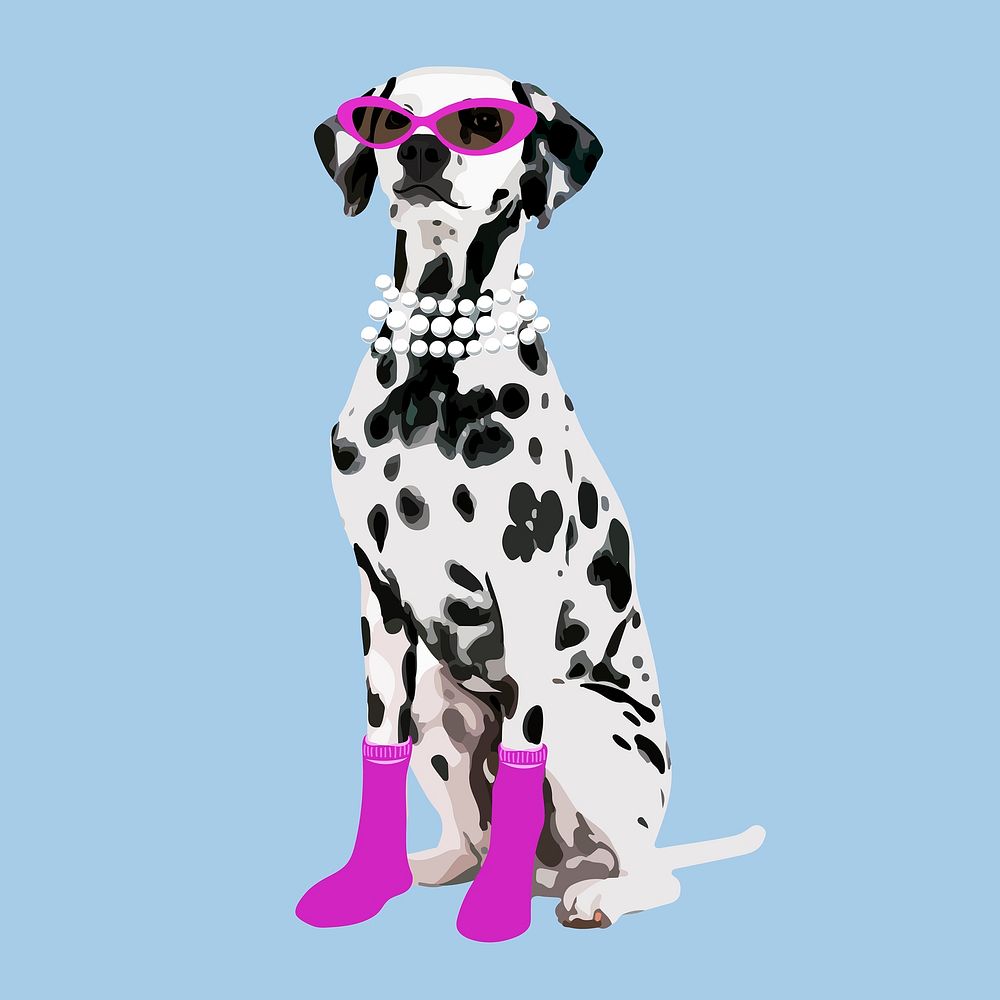 Fancy Dalmatian dog, aesthetic vector illustration
