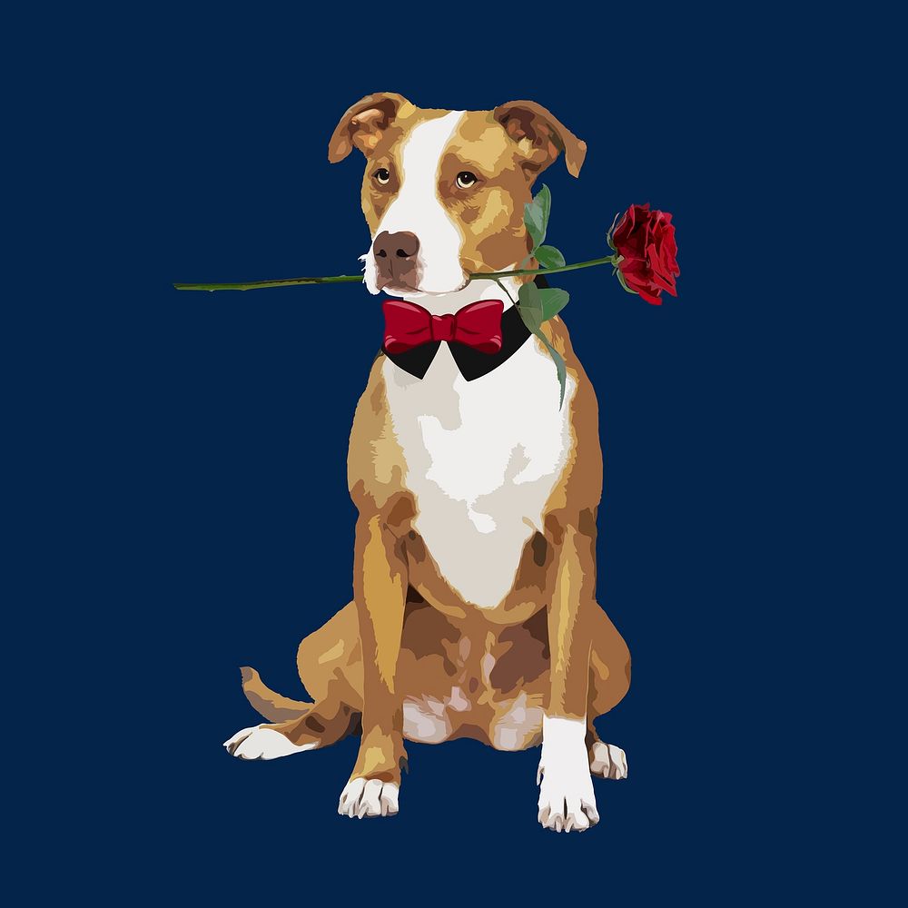 Valentine's dog clipart, aesthetic illustration