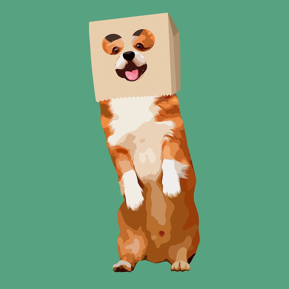 Cute Corgi dog collage element, aesthetic illustration psd