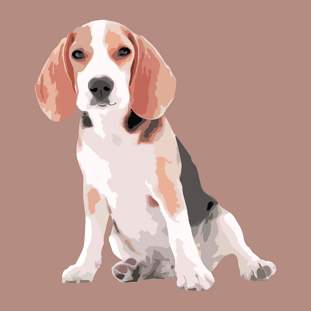 Beagle puppy collage element, aesthetic illustration psd