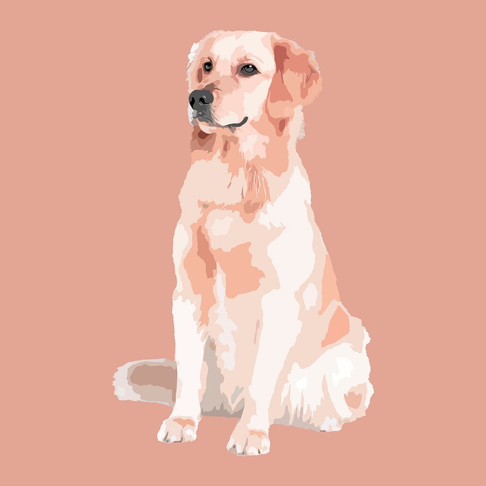 Golden Retriever dog collage element, aesthetic illustration psd