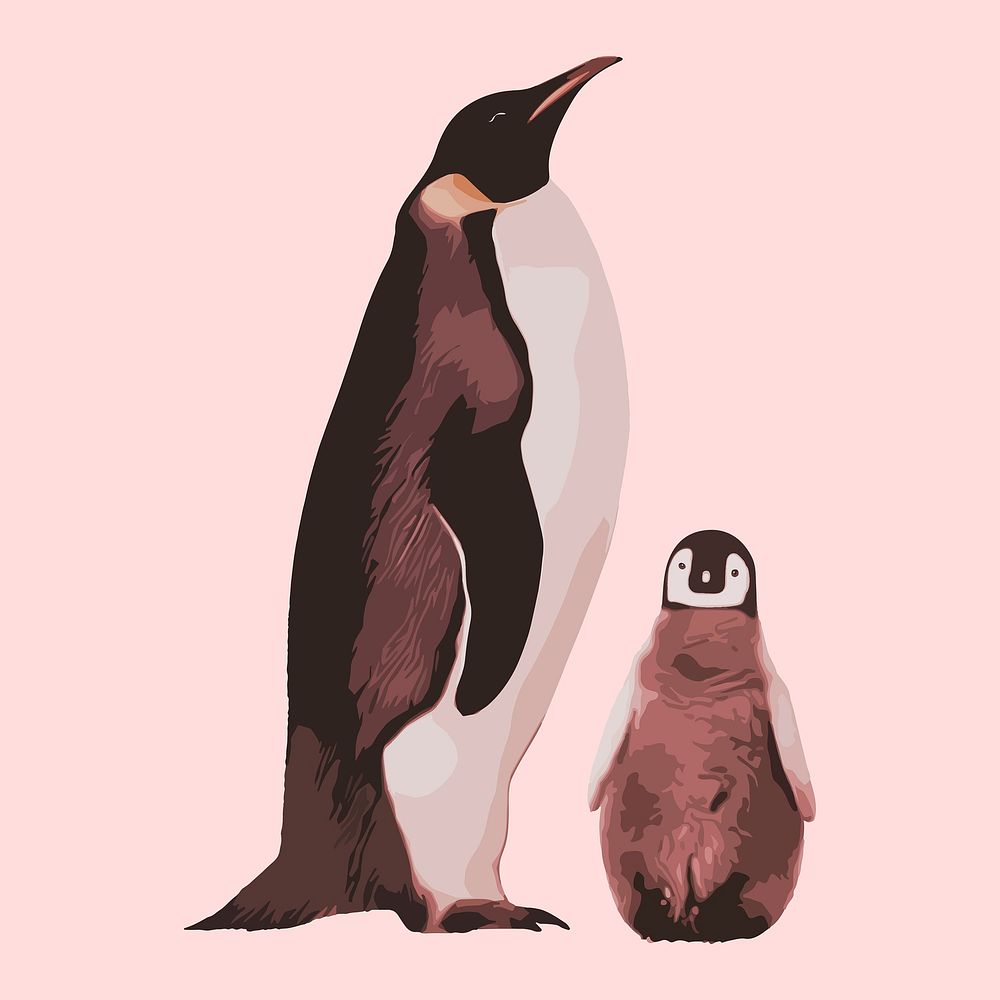 Cute penguins clipart, aesthetic illustration