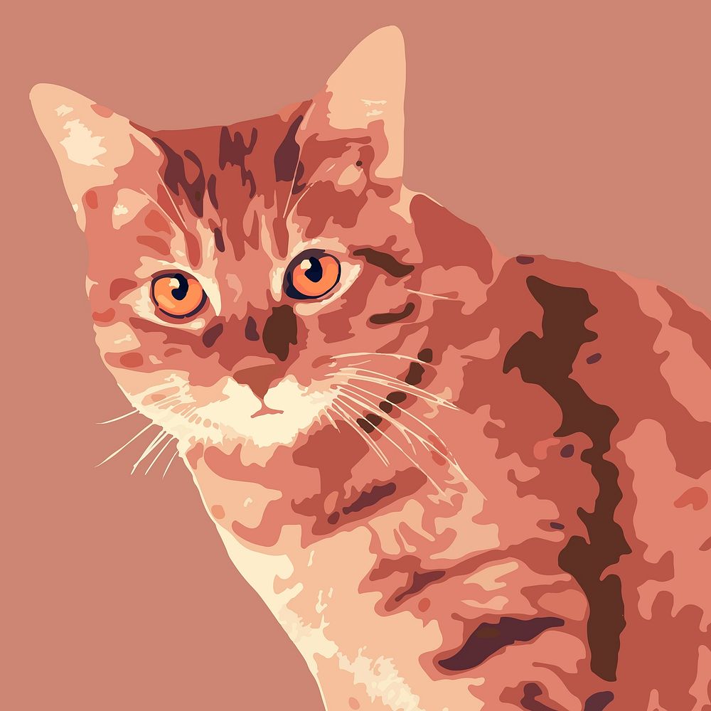 Tabby cat clipart, aesthetic illustration