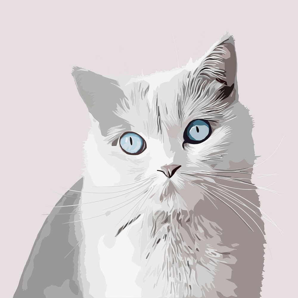 Blue eyed cat, aesthetic vector illustration