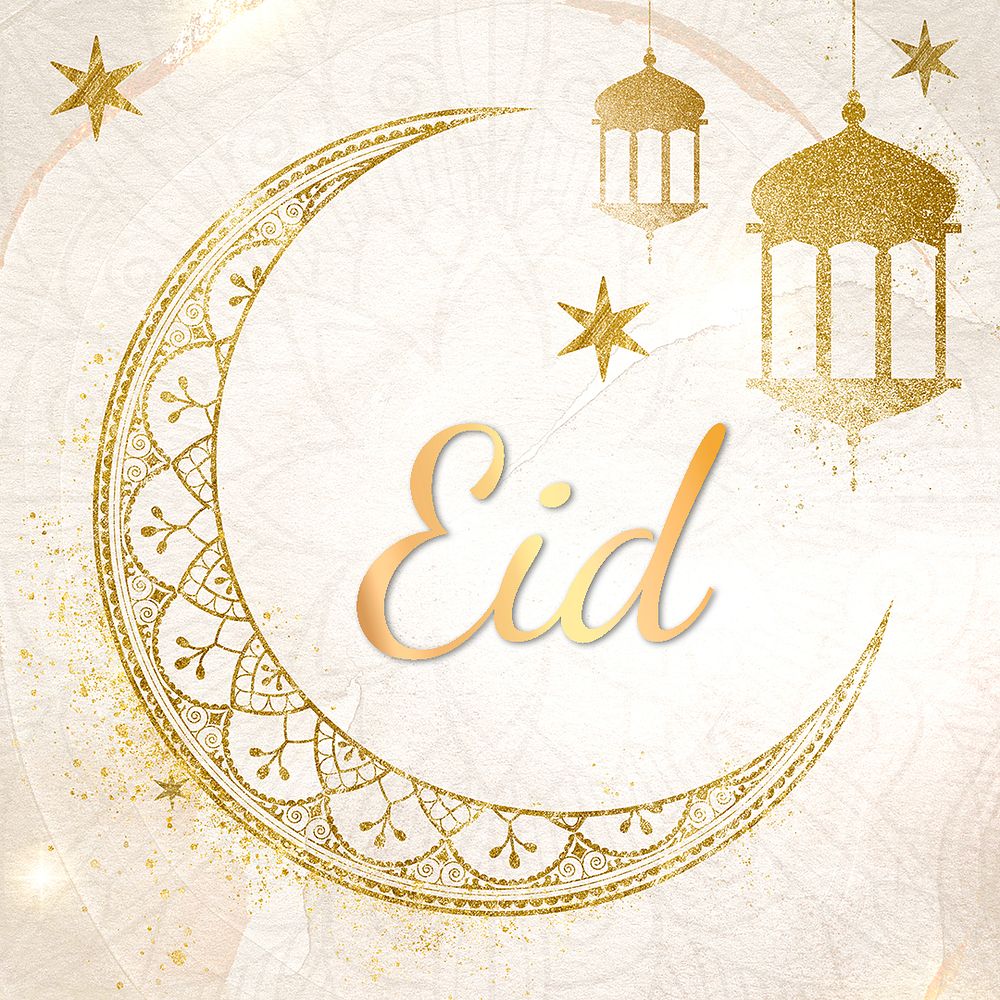 Gold Eid Instagram post template, festive design, psd