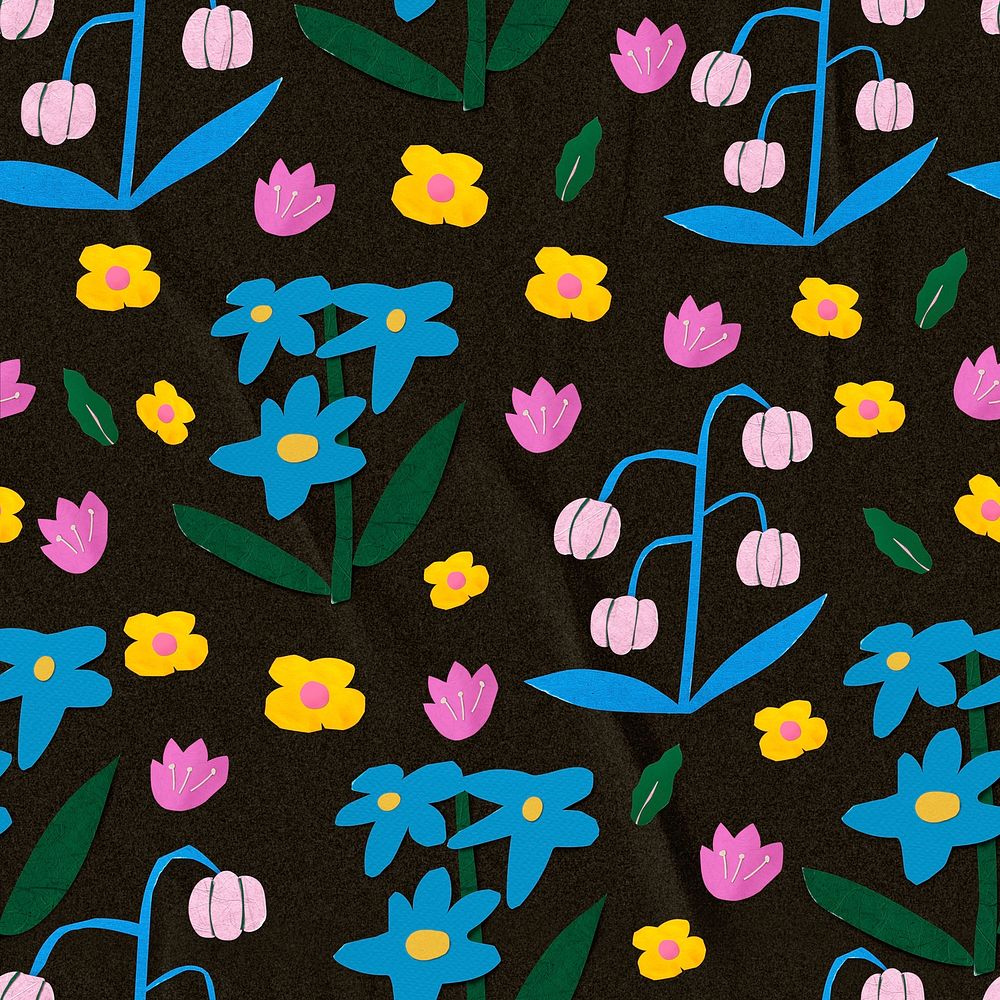 Colorful flower seamless pattern background, paper craft design