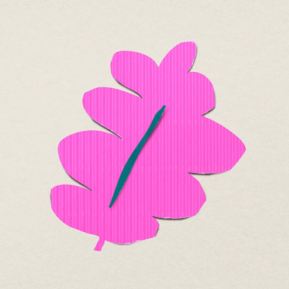 Pink leaf sticker, paper craft design vector