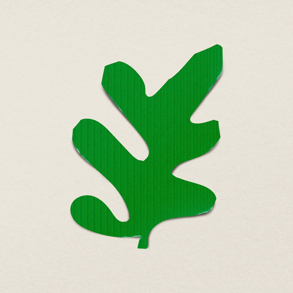Green leaf sticker, paper craft design psd