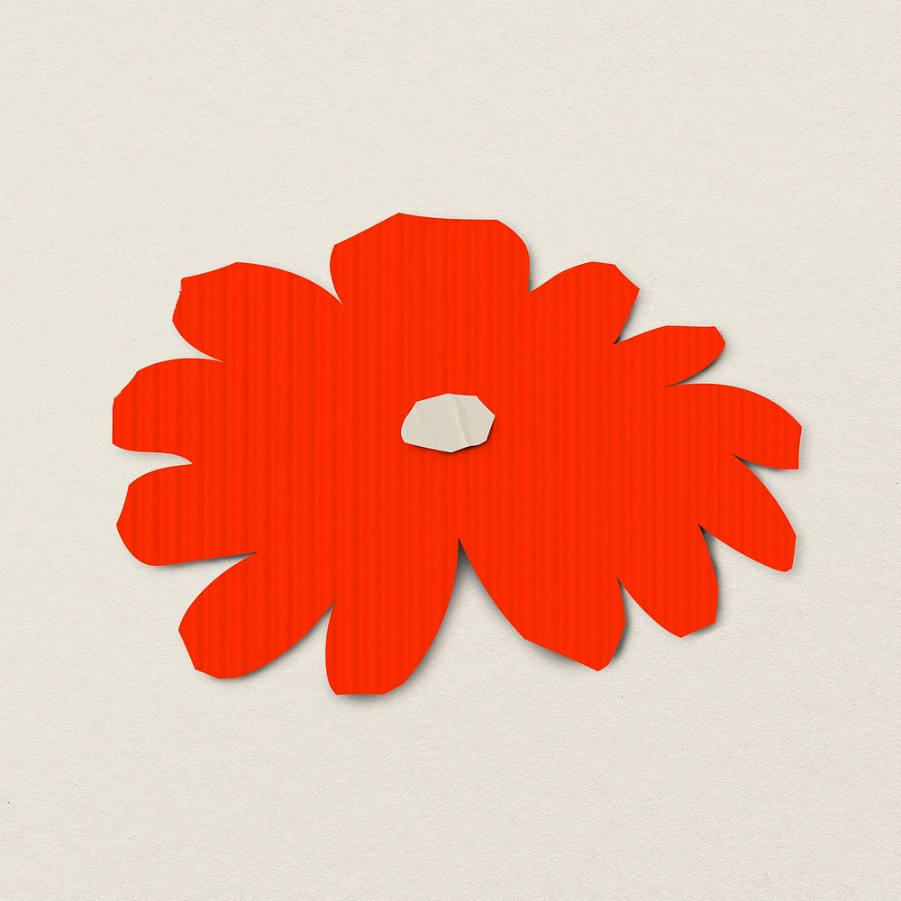 Red flower sticker, paper craft design psd