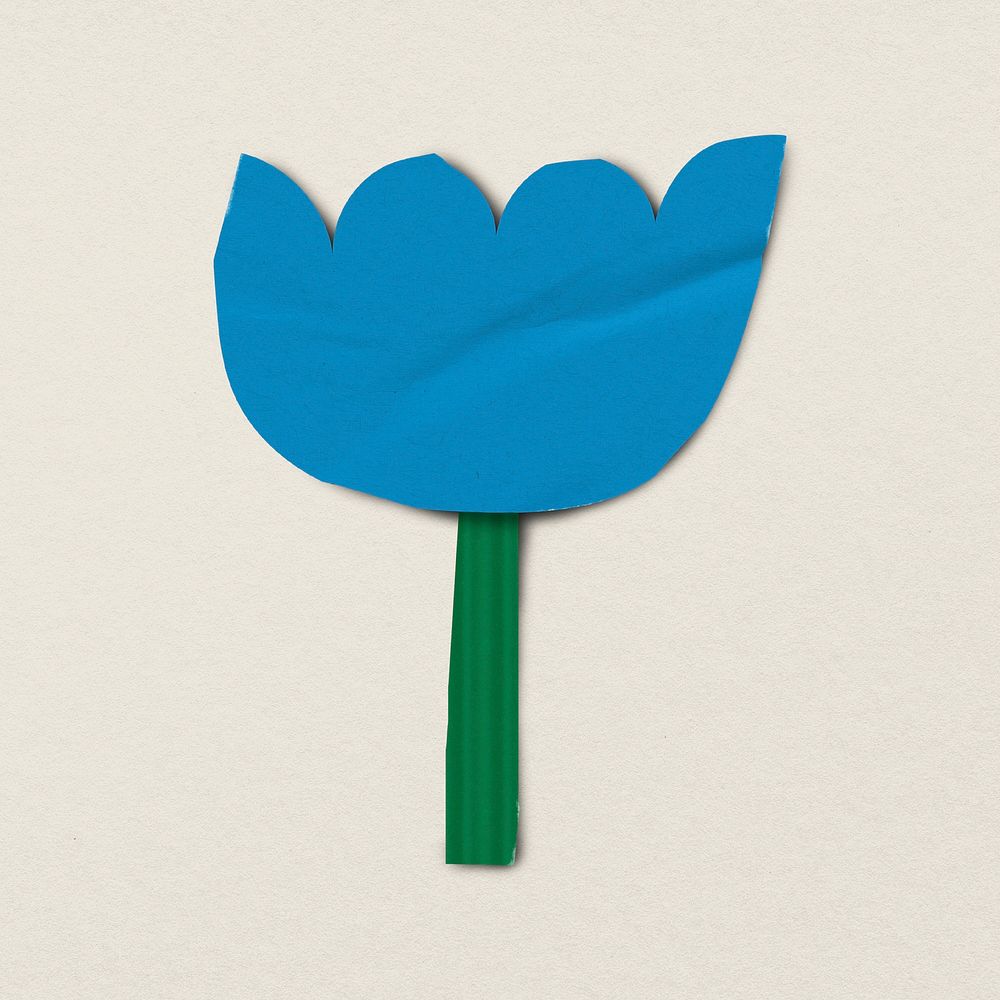 Blue flower sticker, paper craft design psd