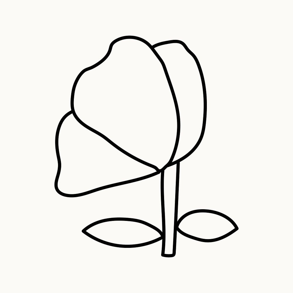 Doodle poppy flower clipart, floral illustration vector