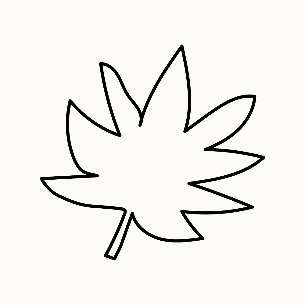 Doodle maple leaf collage element, hand drawn clipart psd