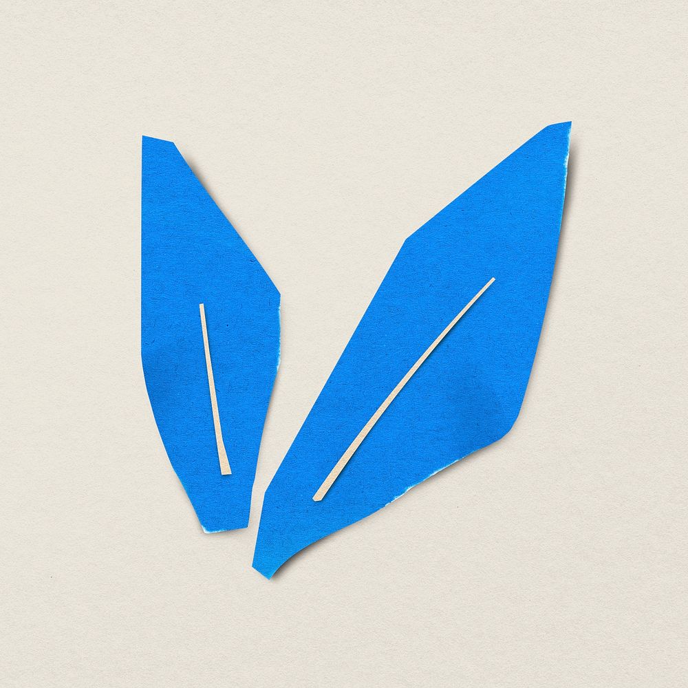 Leaf paper craft sticker, blue design psd
