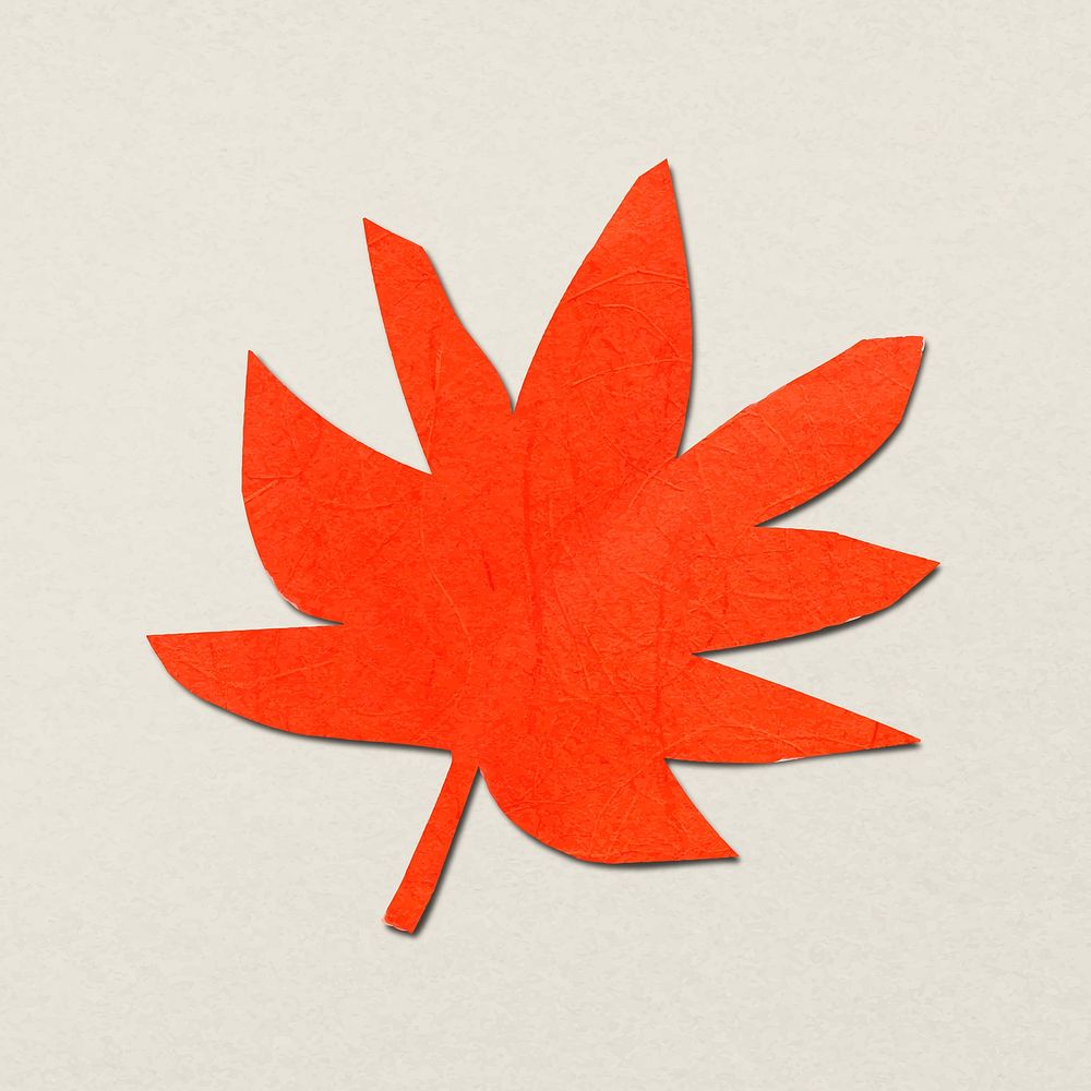 Leaf paper craft sticker, red design vector