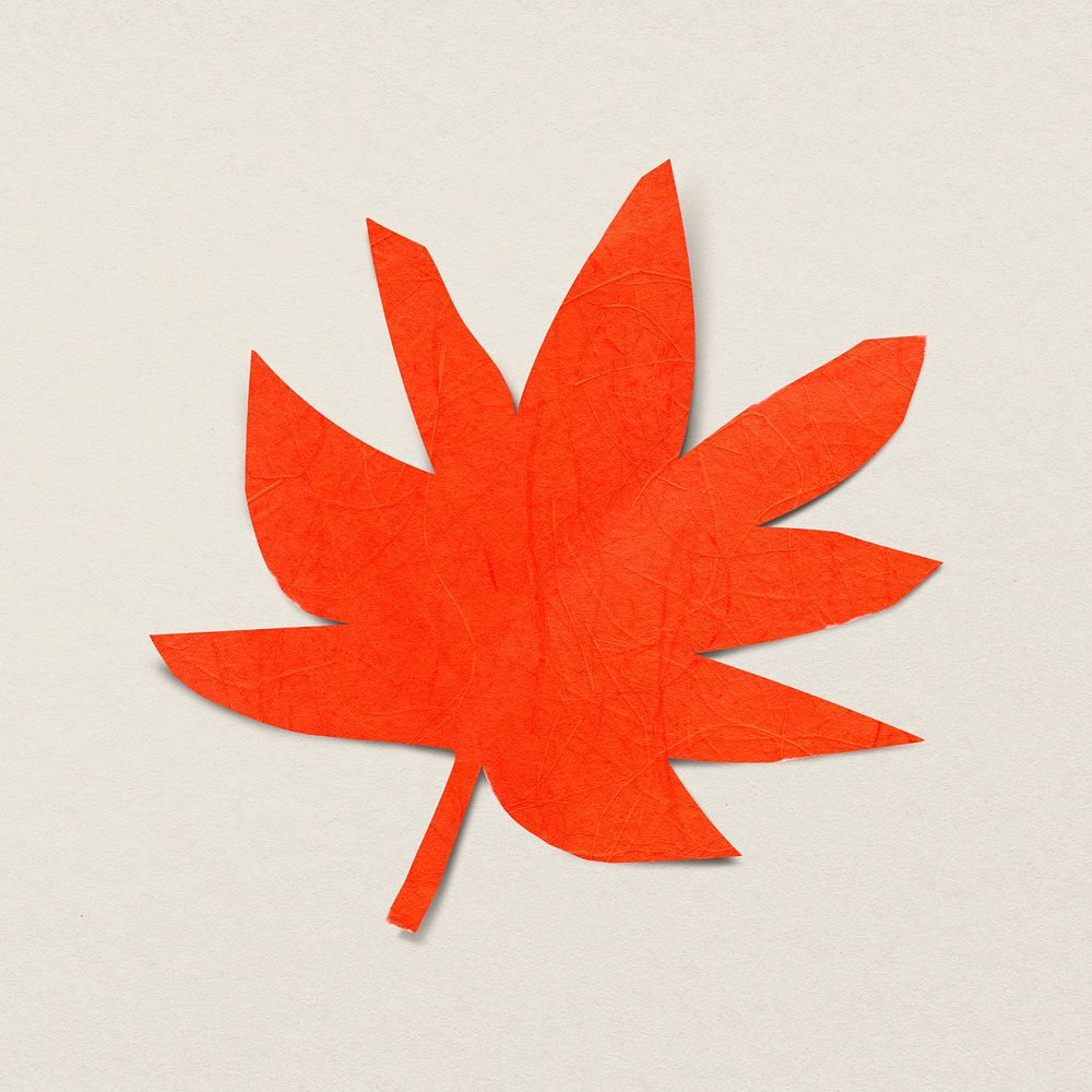 Red leaf sticker, paper craft design psd
