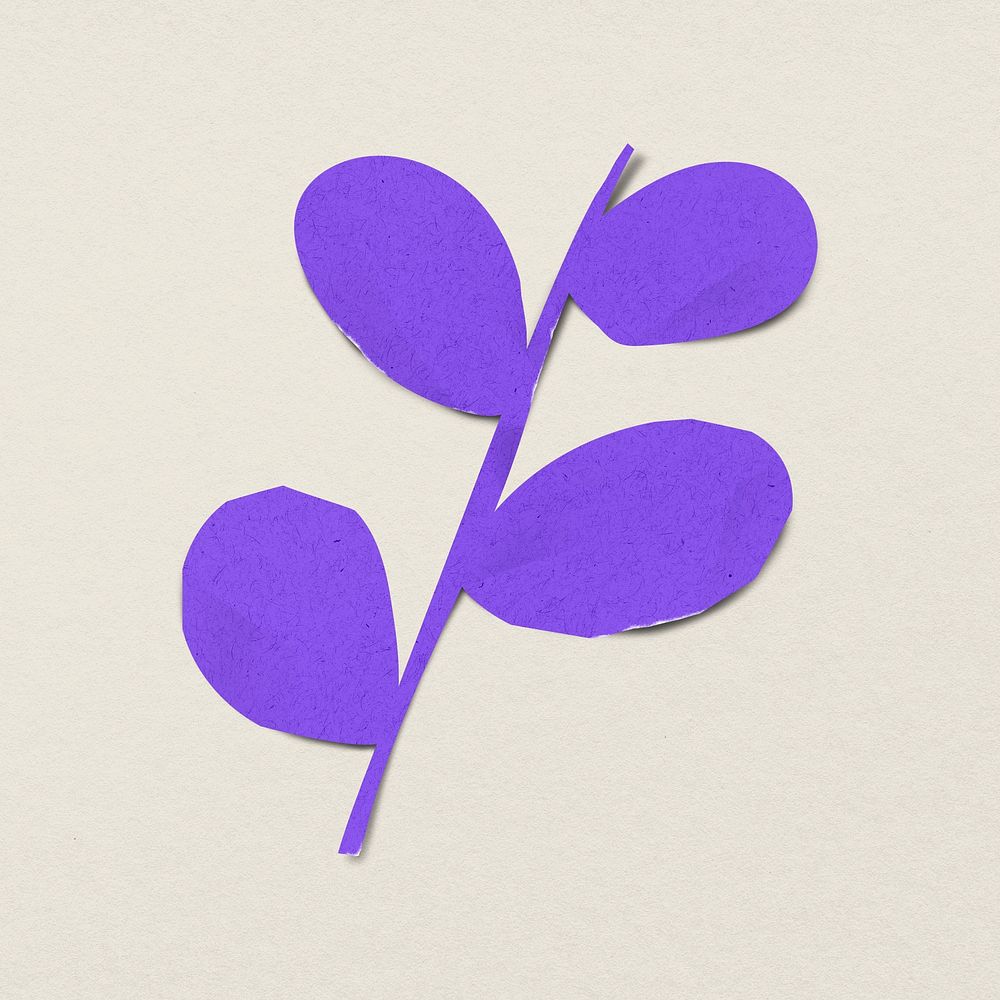 Leaf paper craft sticker, purple design