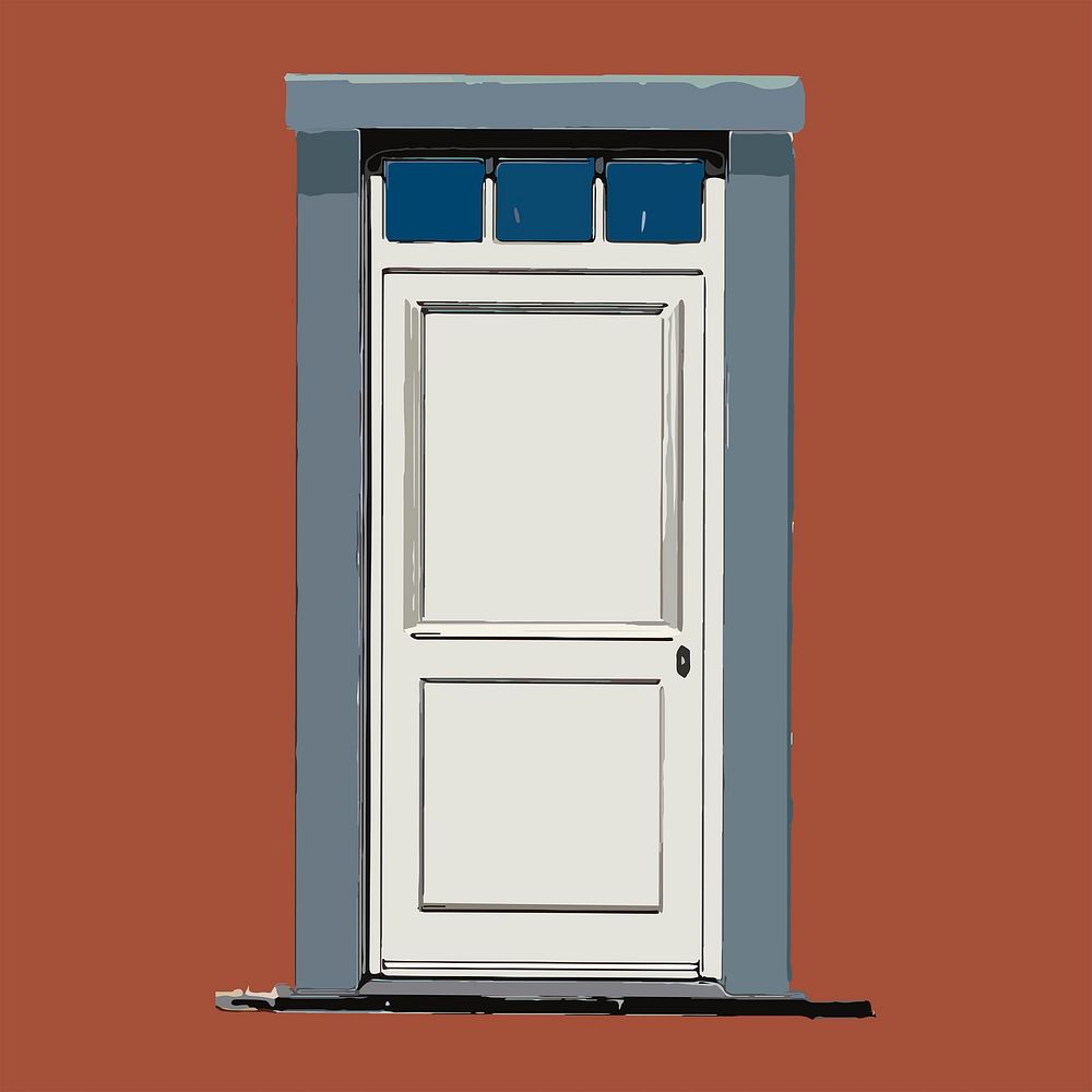 Modern house door clipart, interior illustration vector