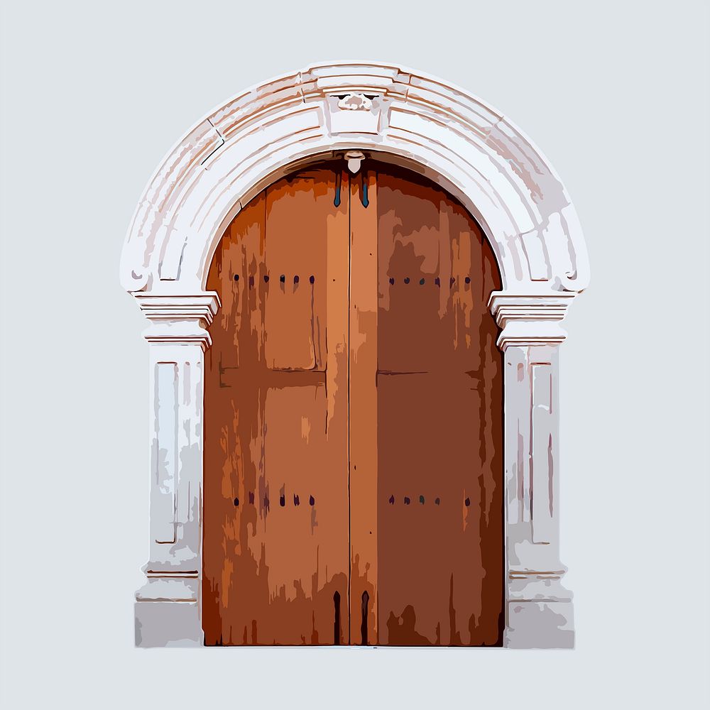 Ancient door clipart, architecture illustration