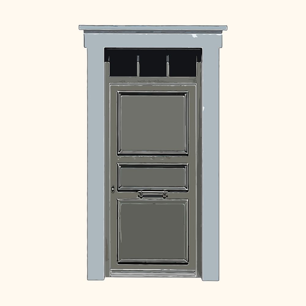 Modern door clipart, house entrance illustration psd