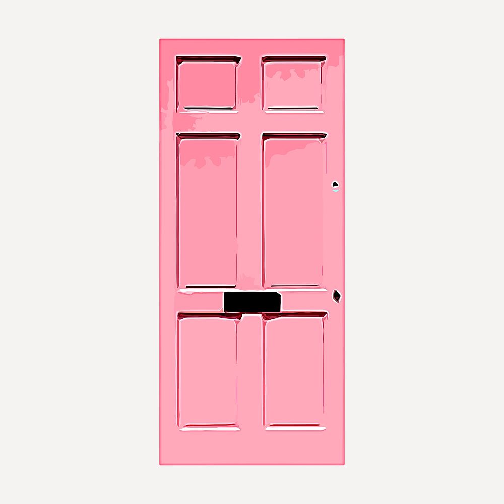 Pink panel door clipart, modern house exterior illustration